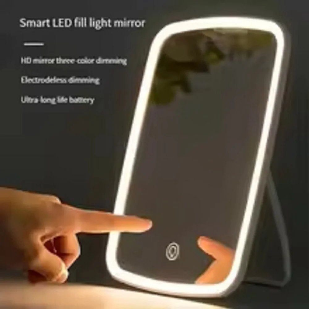 LED Travel Lighted Makeup Mirror 3 Colors Light Modes Portable Mirror with Light